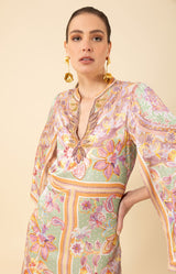 Aileen Silk Caftan Dress Beaded