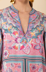 Aileen Silk Caftan Dress Beaded