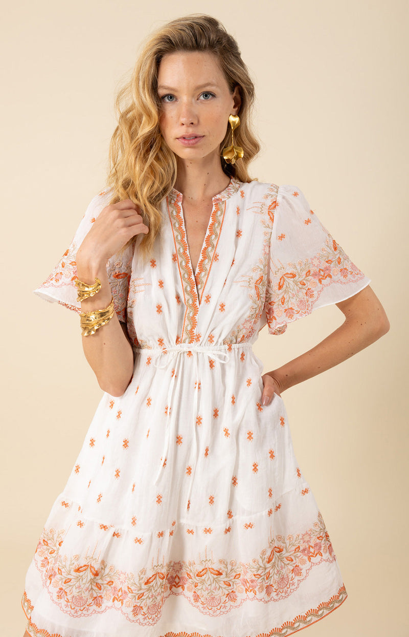 Milan Embroidered Organza Dress