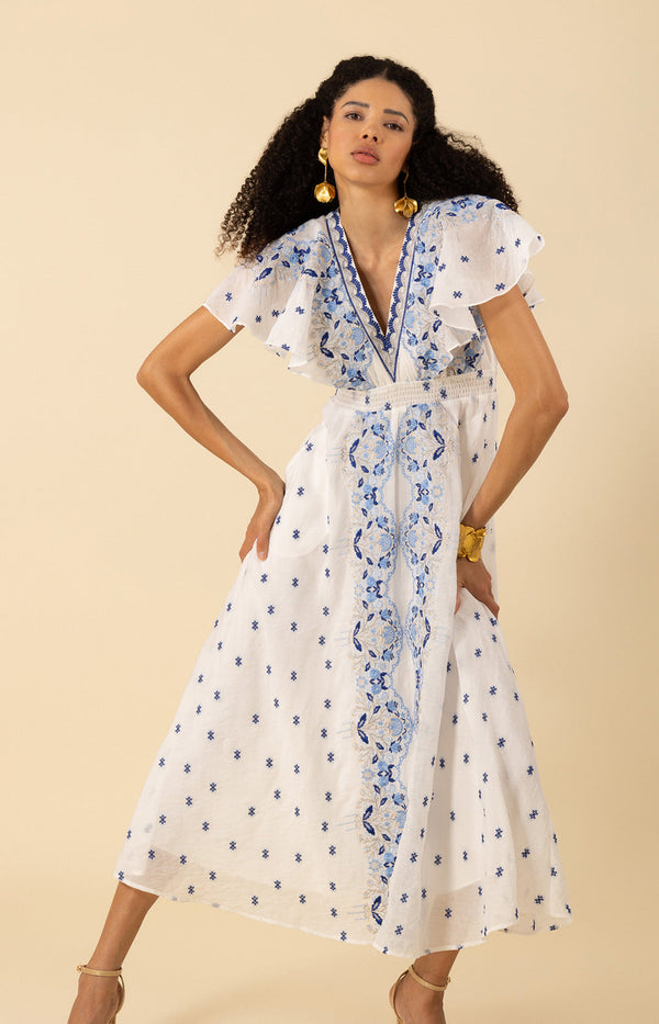 Elianna Embroidered Organza Maxi Dress