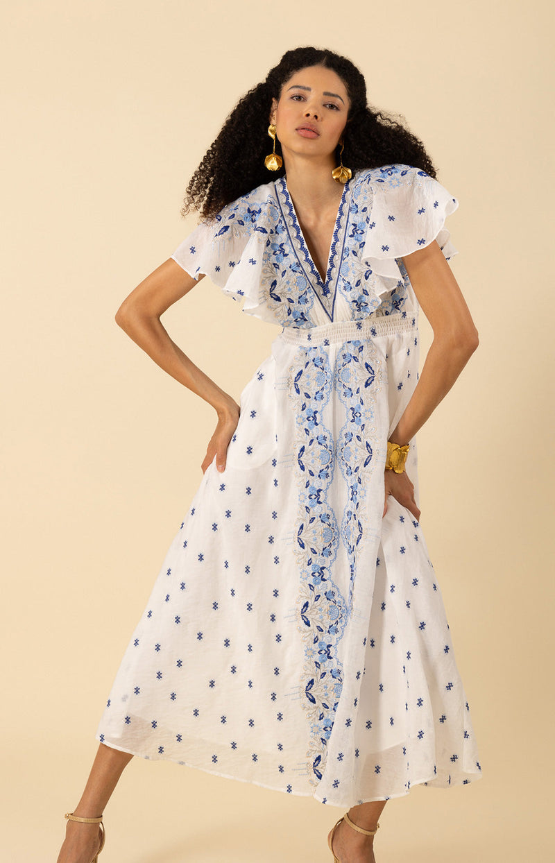 Elianna Embroidered Organza Maxi Dress